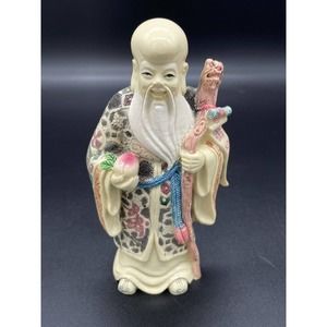 Vintage Chinese God Of Longevity Shu Xing Figure Statue Sculpture Resin Stars
